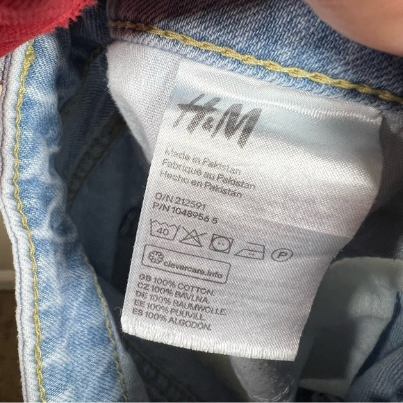 H&M Womens Ultra High Waist Light Wash Distressed Mom Shorts Plus Size 16 - Picture 8 of 8